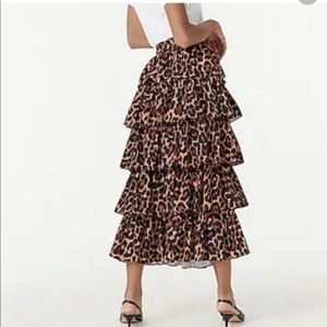 NWT J-Crew Ruffle maxi skirt in leopard - size 8